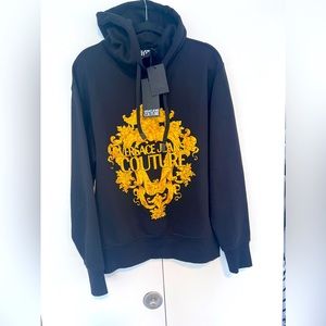 Versace, jeans, couture men Hoodie brand, new with tag, medium black,& Goldspike